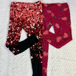 Two Pairs Women’s LulaRoe Red and Pink Heart Leggings Tall & Curvy